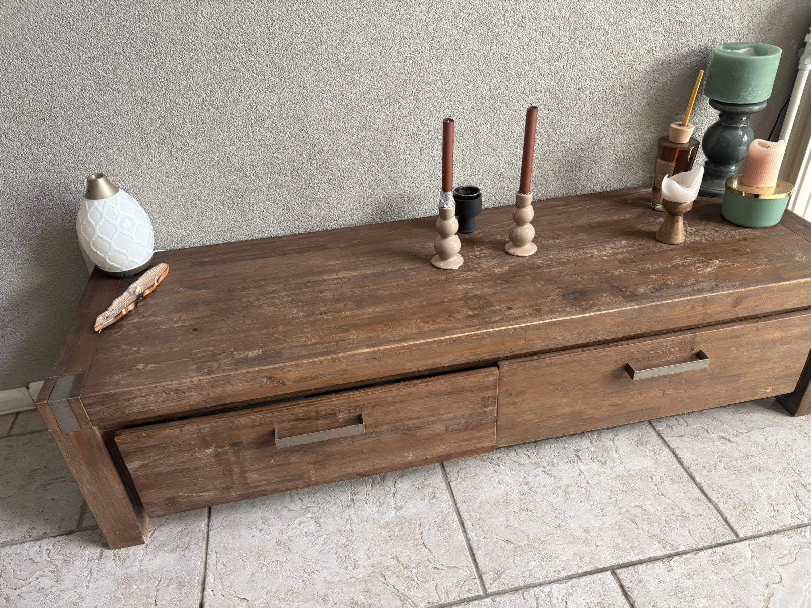 Eethoek + salon tafel een een dressoir, Ophalen, Gebruikt, Rechthoekig, 50 tot 100 cm
