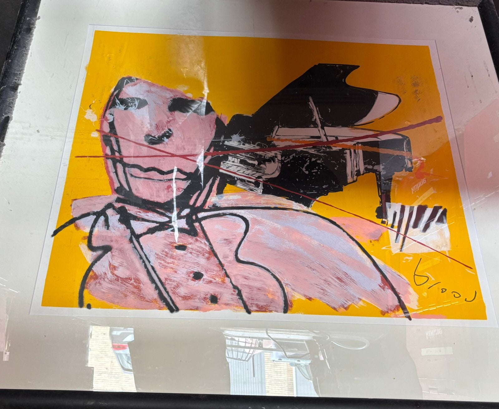 Herman Brood orgel groot zeefdruk ingelijst met certificaat, Antiek en Kunst, Ophalen