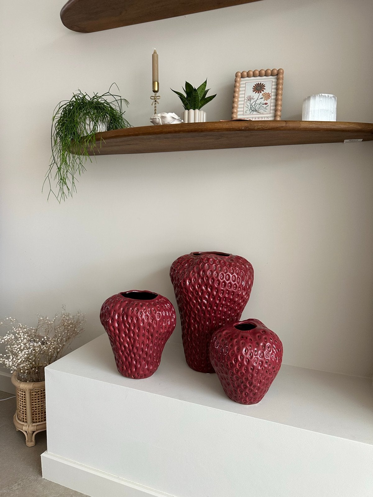 Set van 3 aardbeienvazen - bordeaux van EDG, Ophalen, 50 tot 75 cm, Aardewerk of Porselein, Nieuw