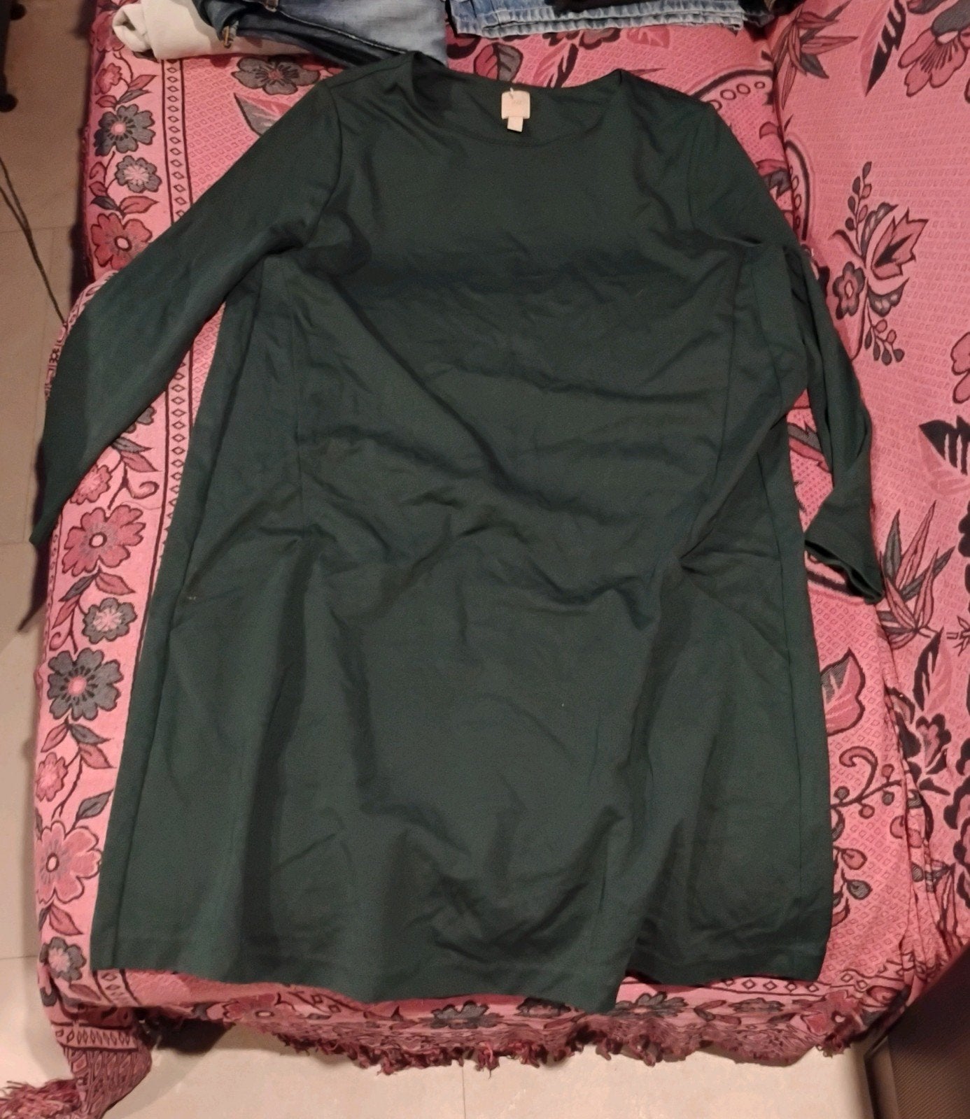 Donkergroene H&M jurk, maat XL, H&M, Maat 46/48 (XL) of groter, Ophalen of Verzenden, Zo goed als nieuw