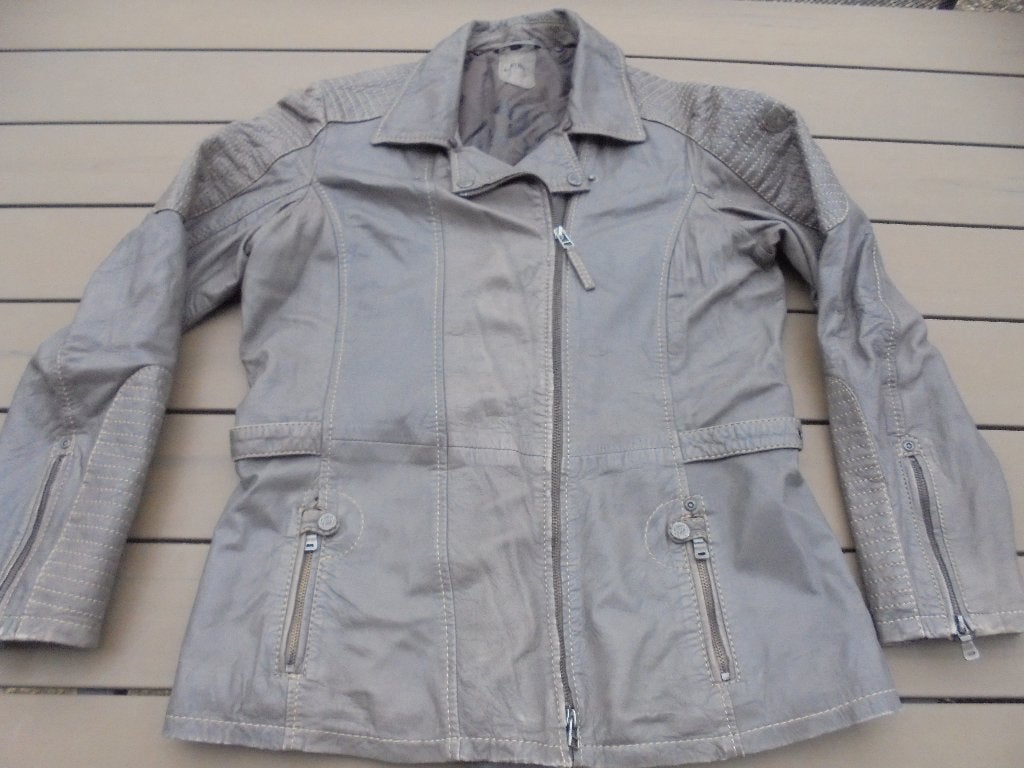 Grijze leren jas, Gipsy, Maat 46/48 (XL) of groter, Ophalen of Verzenden, Grijs