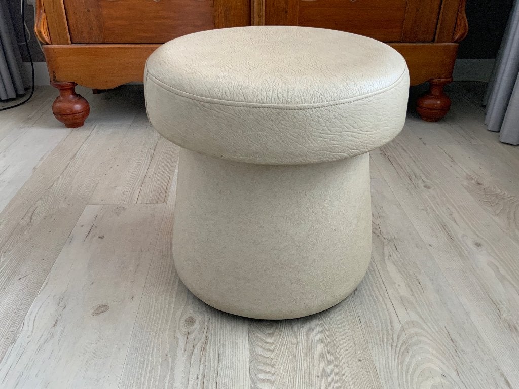 Retro Vintage Poef Paddestoelvorm, Minder dan 50 cm, Gebruikt, Rond, Minder dan 50 cm