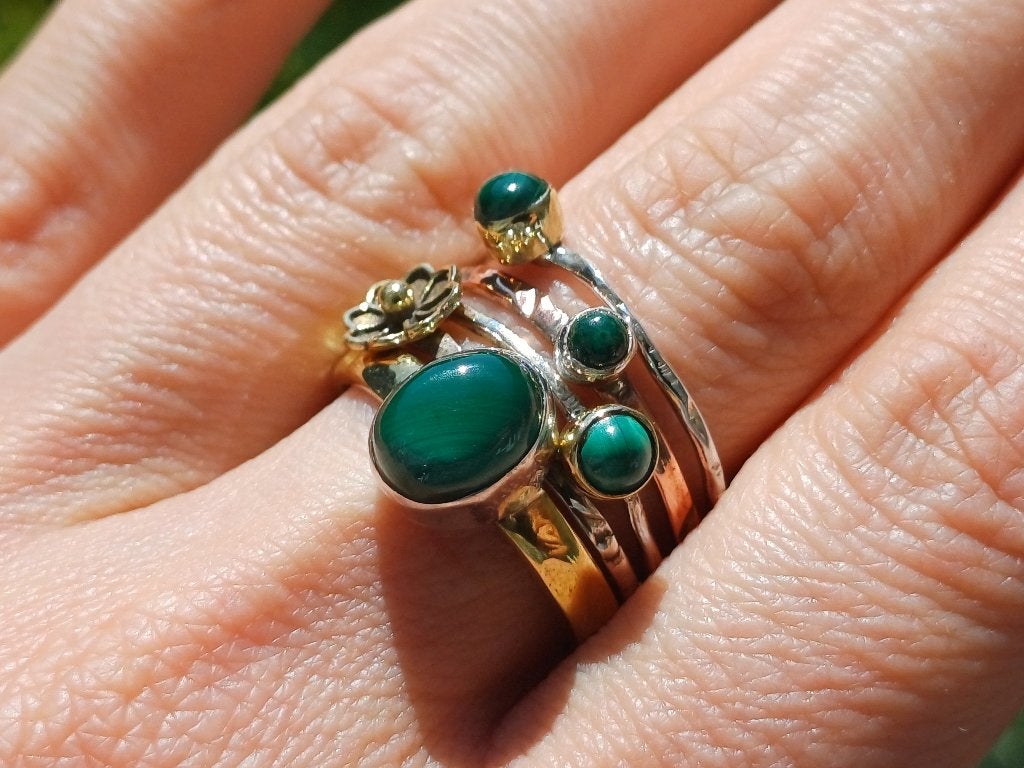Vanoli 925 zilveren multi ring met malachiet maat 18, Daiva1973@hotmail.com, 18 tot 19, Vanoli, Amsterdam