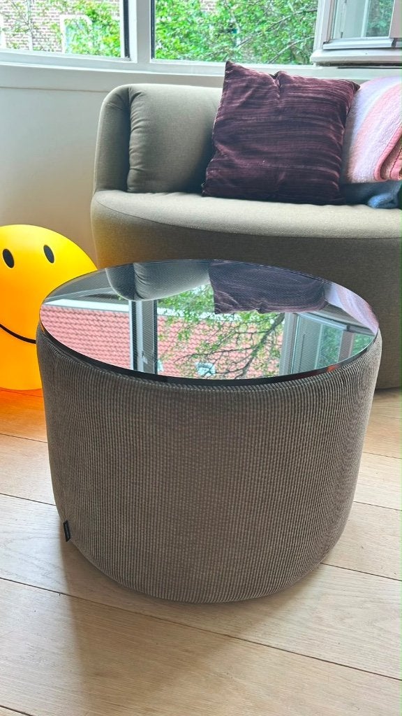 Bijzettafel Poef, Minder dan 55 cm, Rond, Zo goed als nieuw, Ophalen