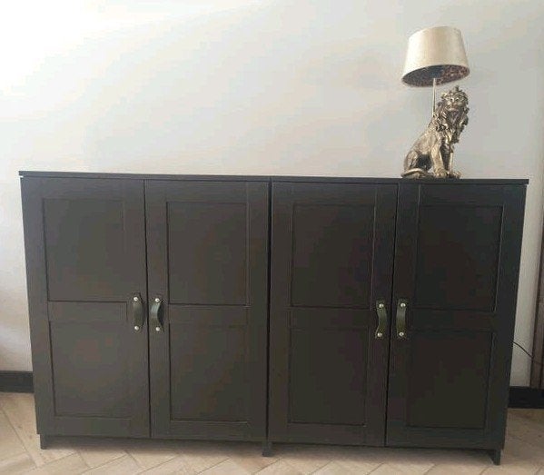 Ikea kast met groene lederen handgrepen, Ophalen, Overige materialen, 100 tot 150 cm, 100 tot 150 cm