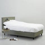 Eenpersoonsbed 90x200  groen met matras en topper, z.g.a.n., Ophalen, 90 cm, Eenpersoons, Zo goed als nieuw