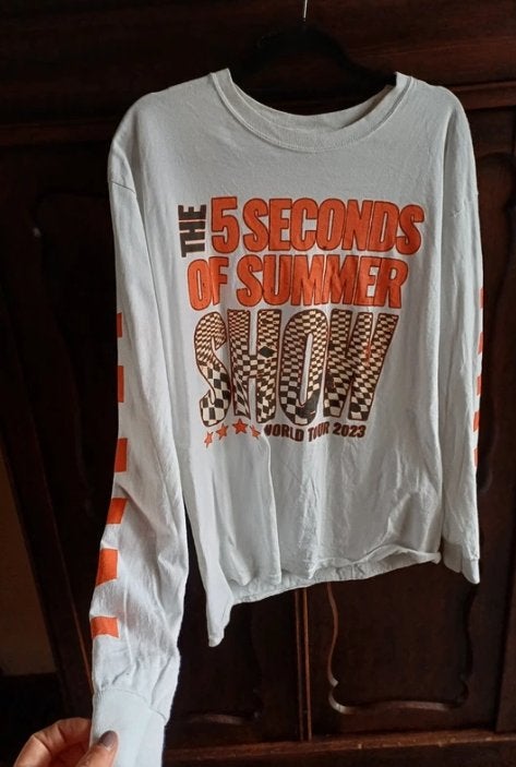 5 seconds of summer long sleeve, Wit, Maat 42/44 (L), Ophalen of Verzenden, Onbekend