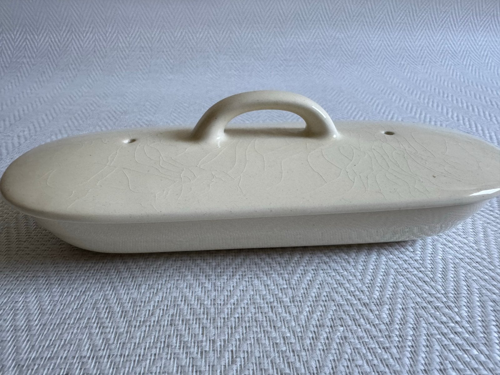 Vintage crèmekleurig zeepbakje met deksel, Antiek en Kunst, Antiek | Keramiek en Aardewerk, Ophalen of Verzenden