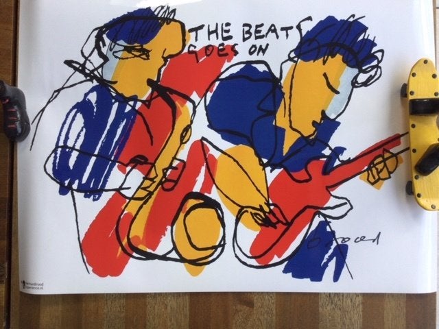 poster Herman Brood, The beat goes on, Verzamelen, Ophalen, Rechthoekig Liggend, Nieuw, A1 t/m A3