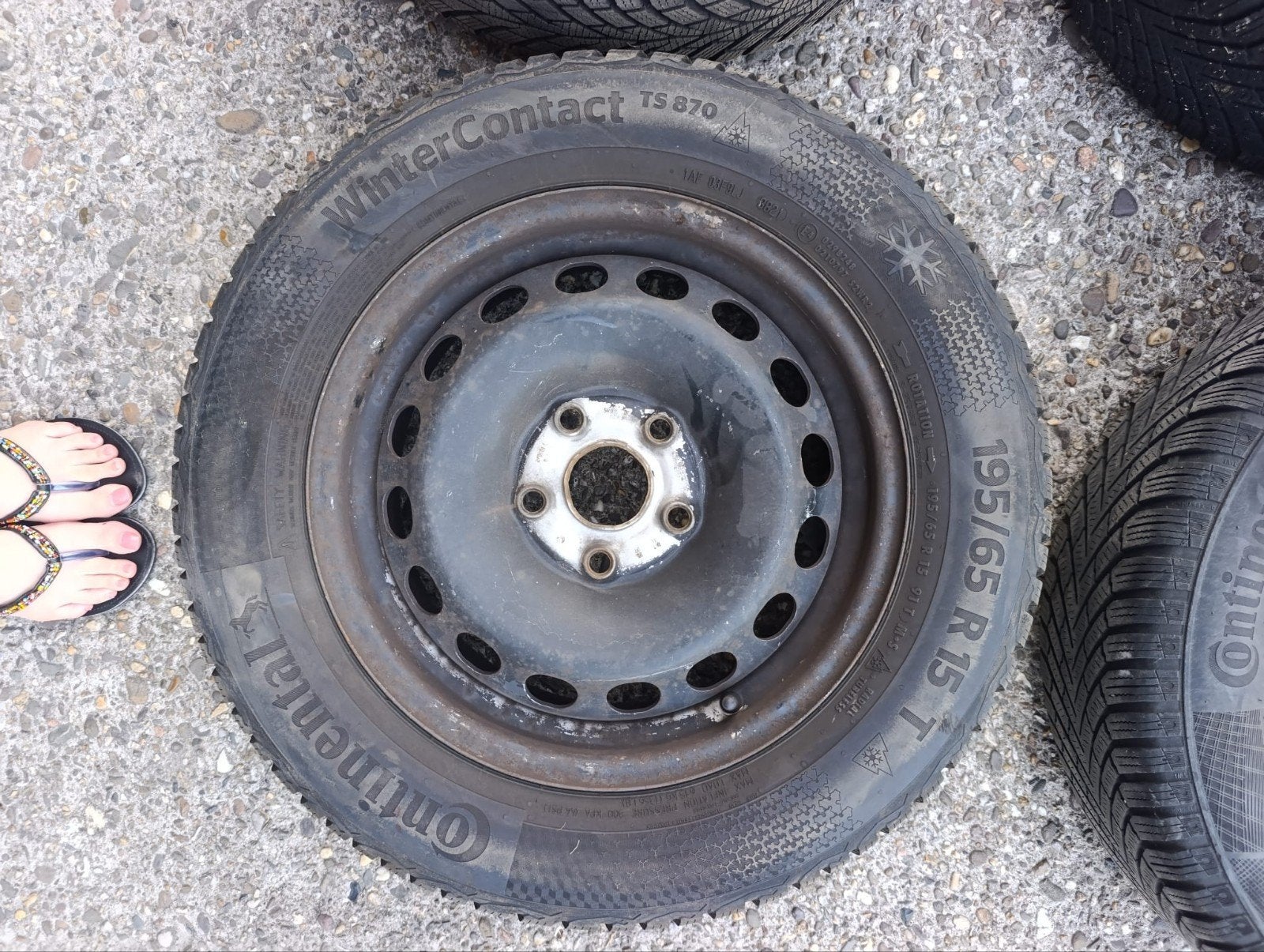 Continental Winterbanden op stalen velg 195/65 R15, Ophalen, Gebruikt