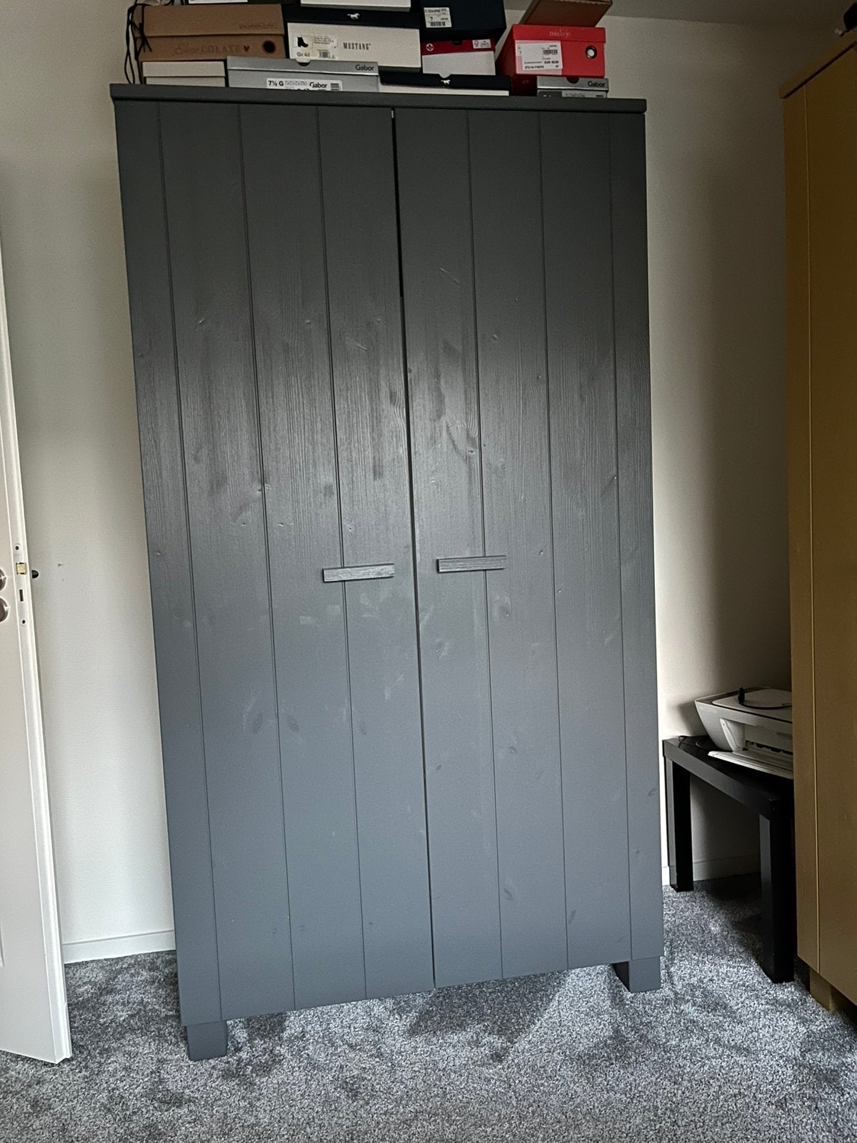 Woood Dennis kledingkast Steelgrey geborsteld Grenen, 2deurs, Ophalen, 100 tot 150 cm, Zo goed als nieuw, 50 tot 75 cm