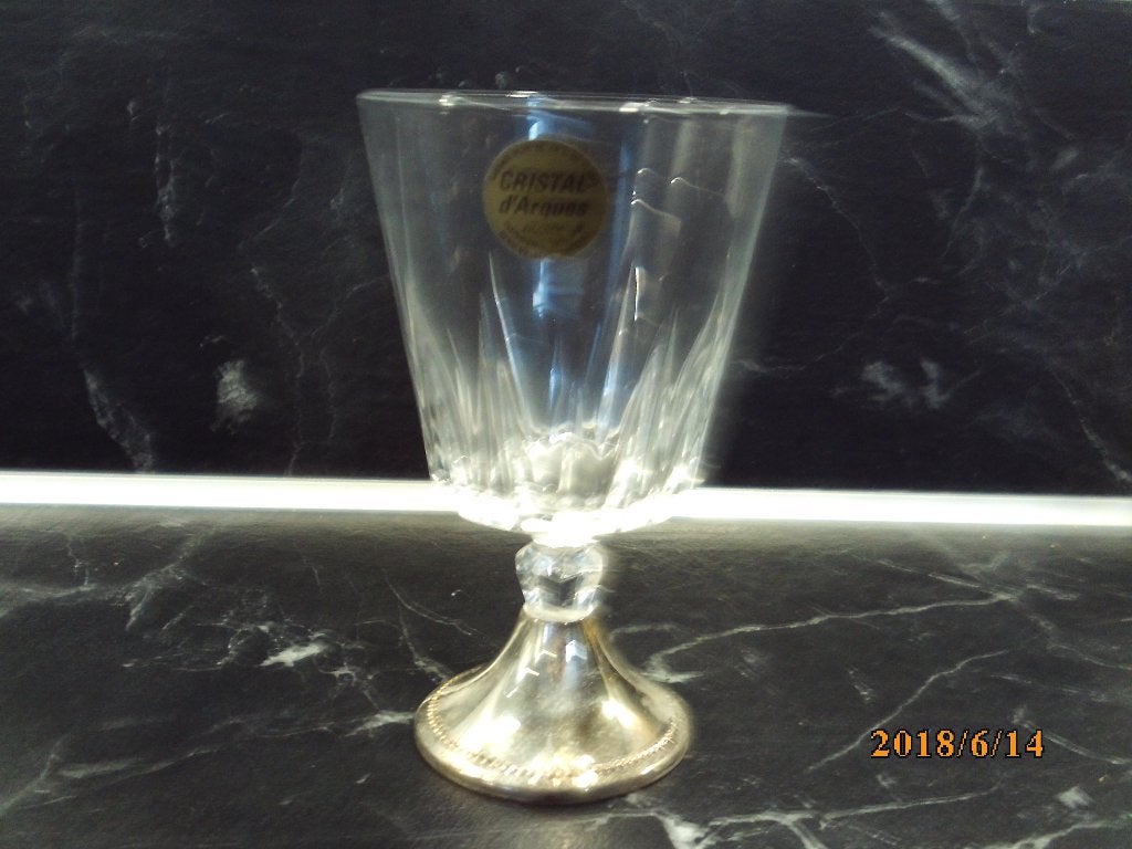 vintage glas/bonbonschaaltje verzilverde voet/theeglas, Ophalen of Verzenden