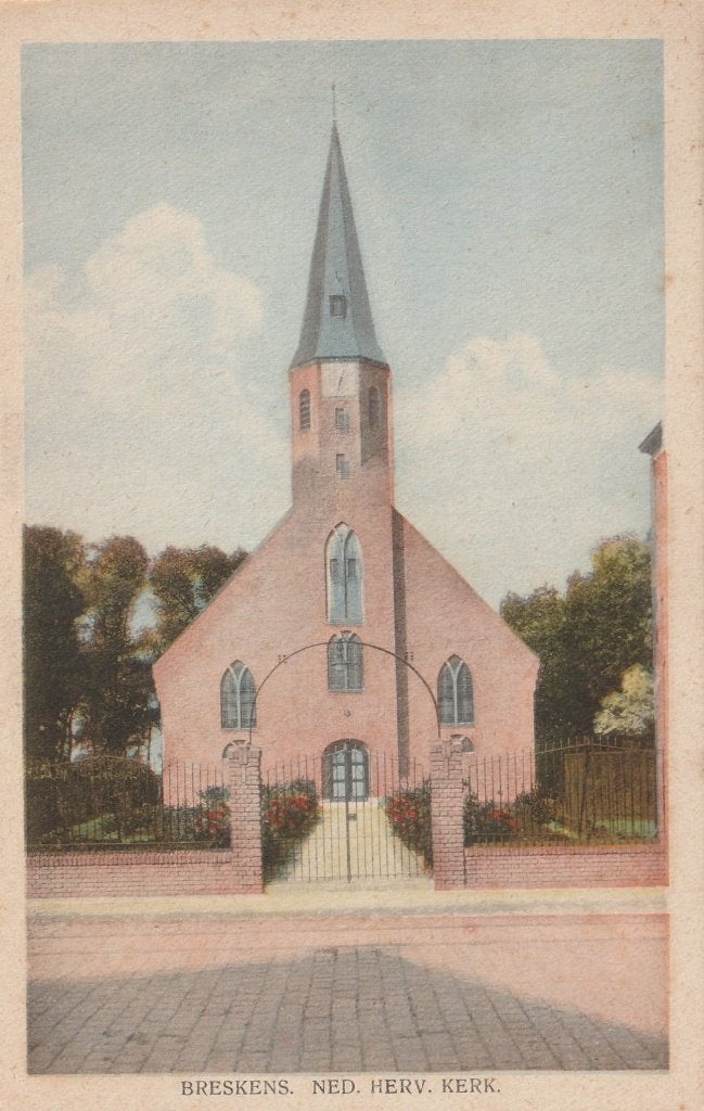 BRESKENS Ned. Herv. Kerk kl.f. 1935, Verzamelen, Verzenden, 1920 tot 1940, Gelopen, Zeeland