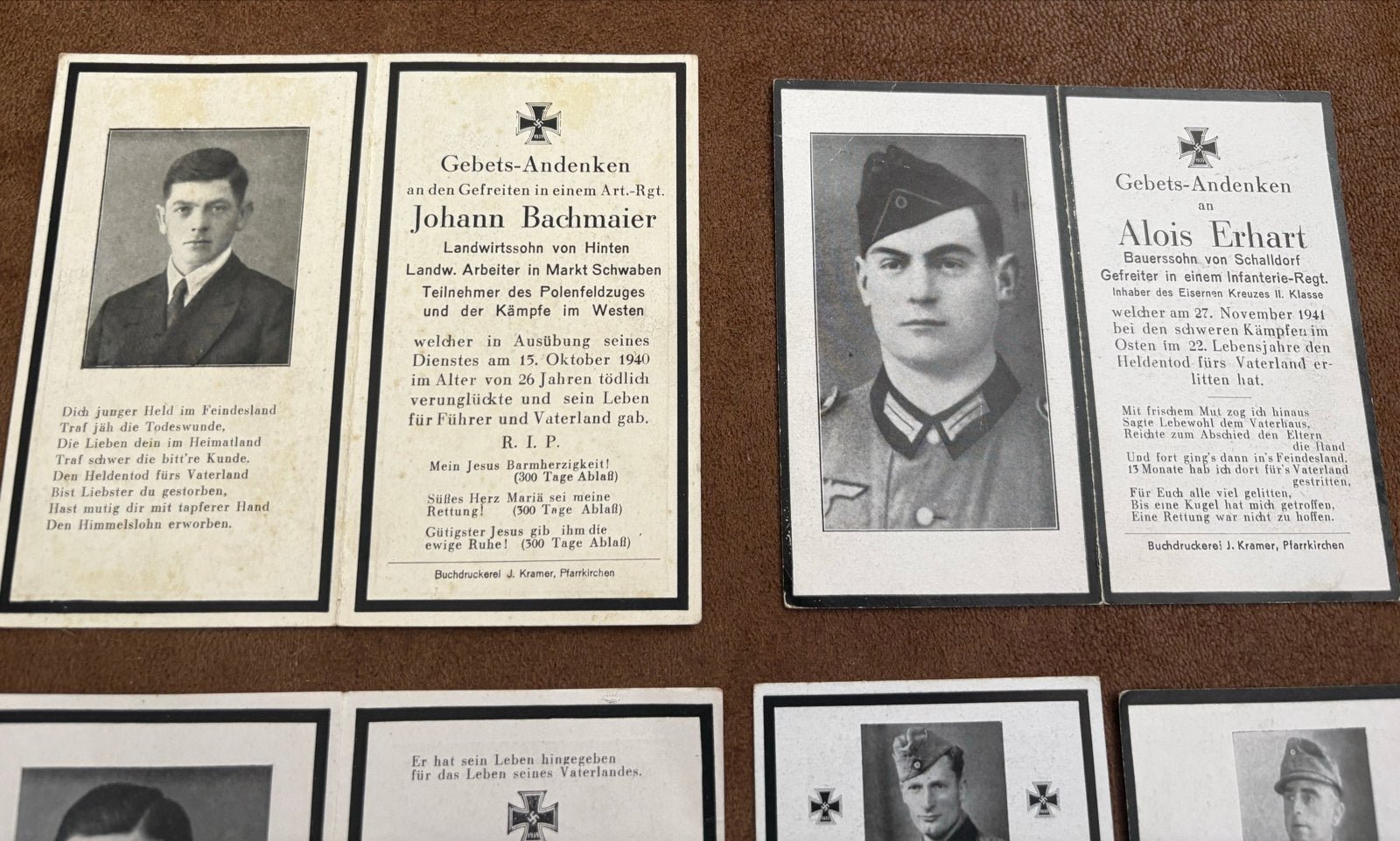 8 Gebeds-Andenken WOII - Duitse herdenkingskaarten, Ophalen of Verzenden, Landmacht, Duitsland, Foto of Poster
