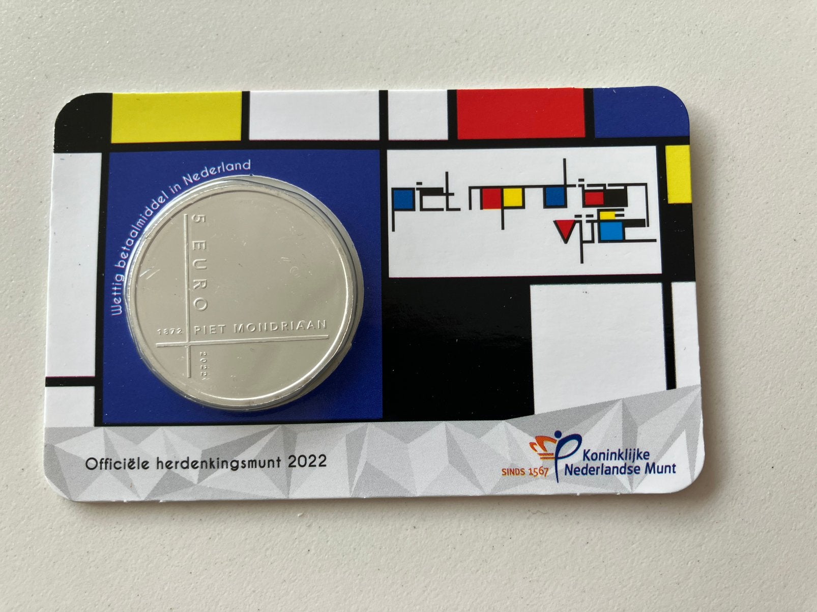 Coincard Piet Mondriaan Vijfje, Verzenden, Koningin Beatrix, Euro's