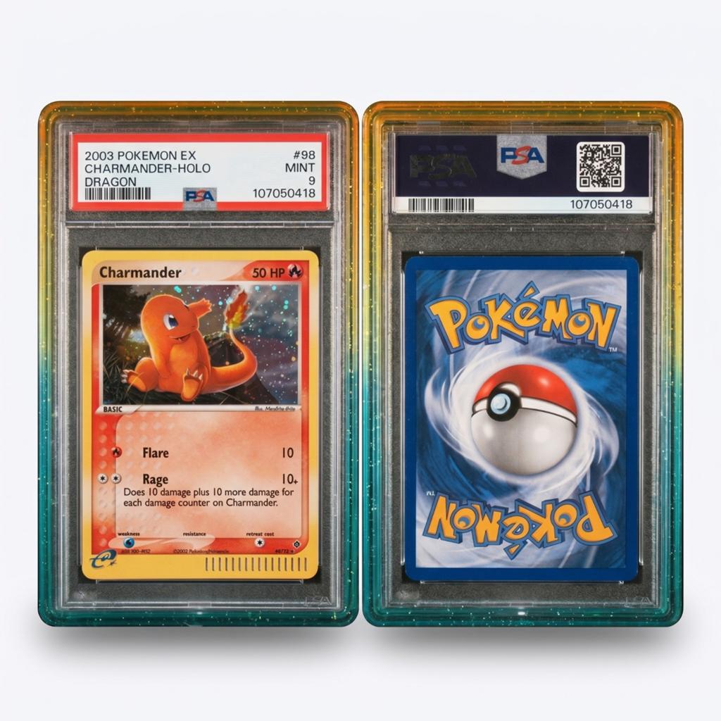 Charmander Holo ex dragon PSA 9, Ophalen of Verzenden, Zo goed als nieuw, Losse kaart, Foil