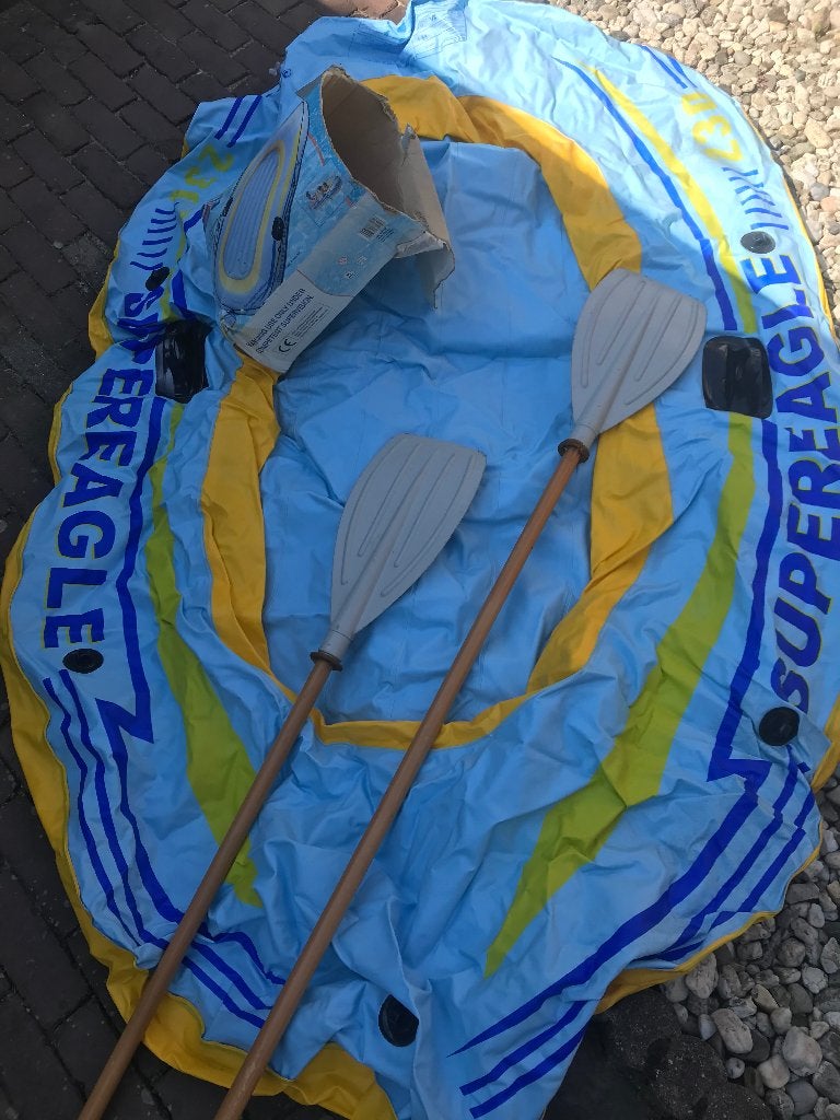 Opblaas boot met peddels, Ophalen, Gebruikt