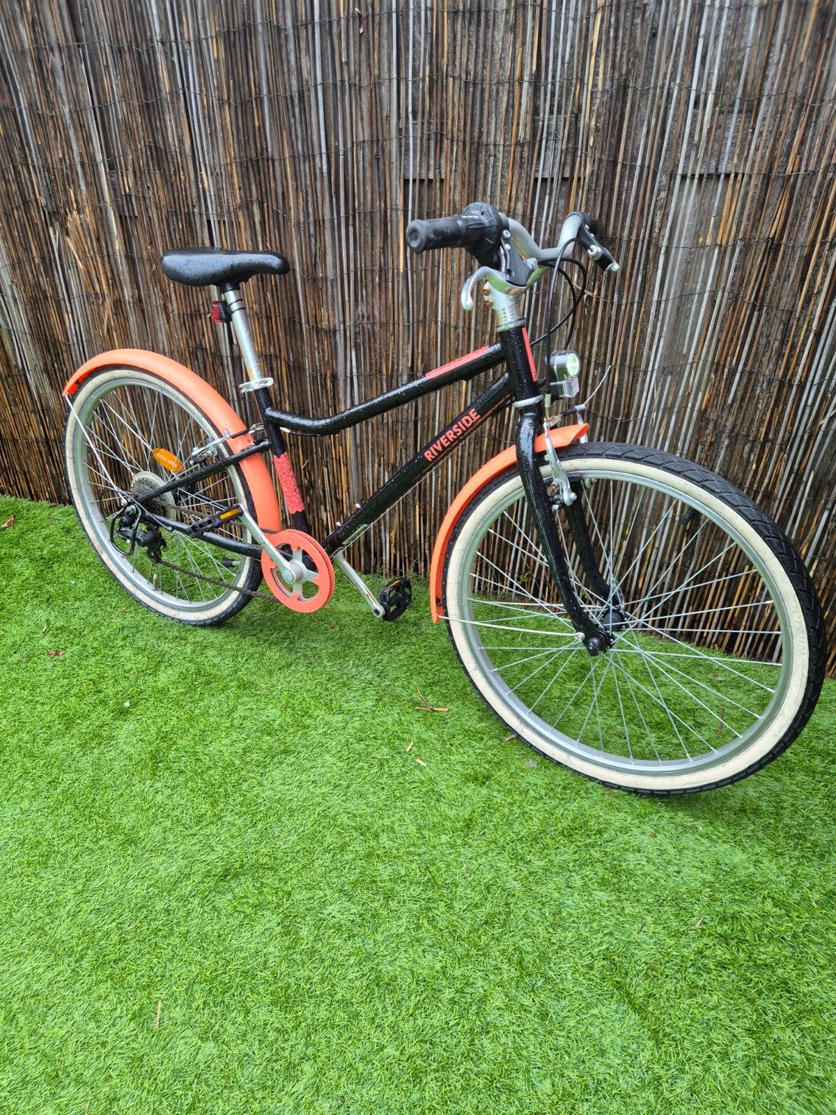 2 Hybridefietsen Riverside 500 24 inch zwart/koraalrood