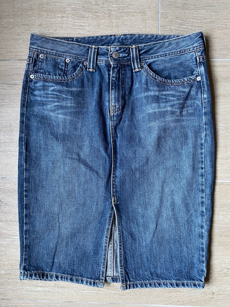 Levi's rok maat L jeans blauw recht 100% katoen ZG staat, Maat 42/44 (L), Knielengte, Gedragen, Levi's