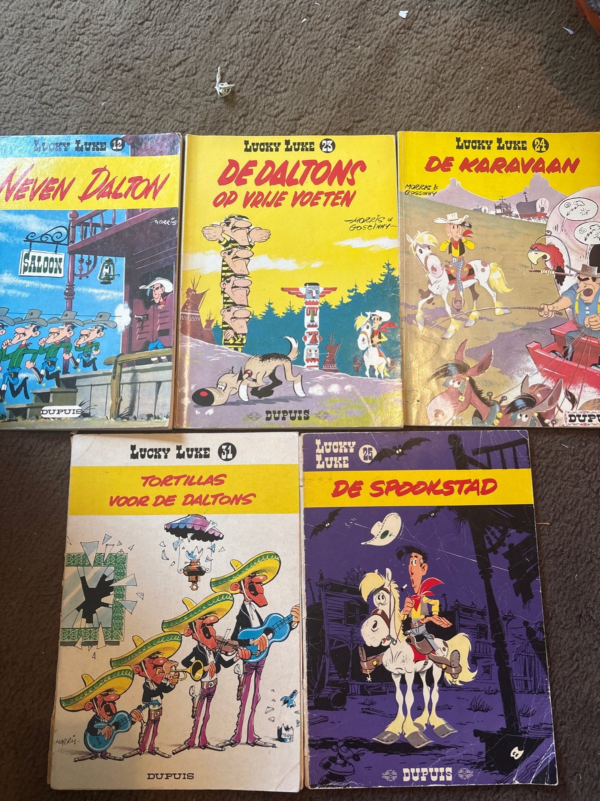 Lucky Luke Vintage Stripboeken - 5 Stuks vanaf 1968, Boeken, Stripboeken, Gelezen, Meerdere stripboeken, Ophalen of Verzenden