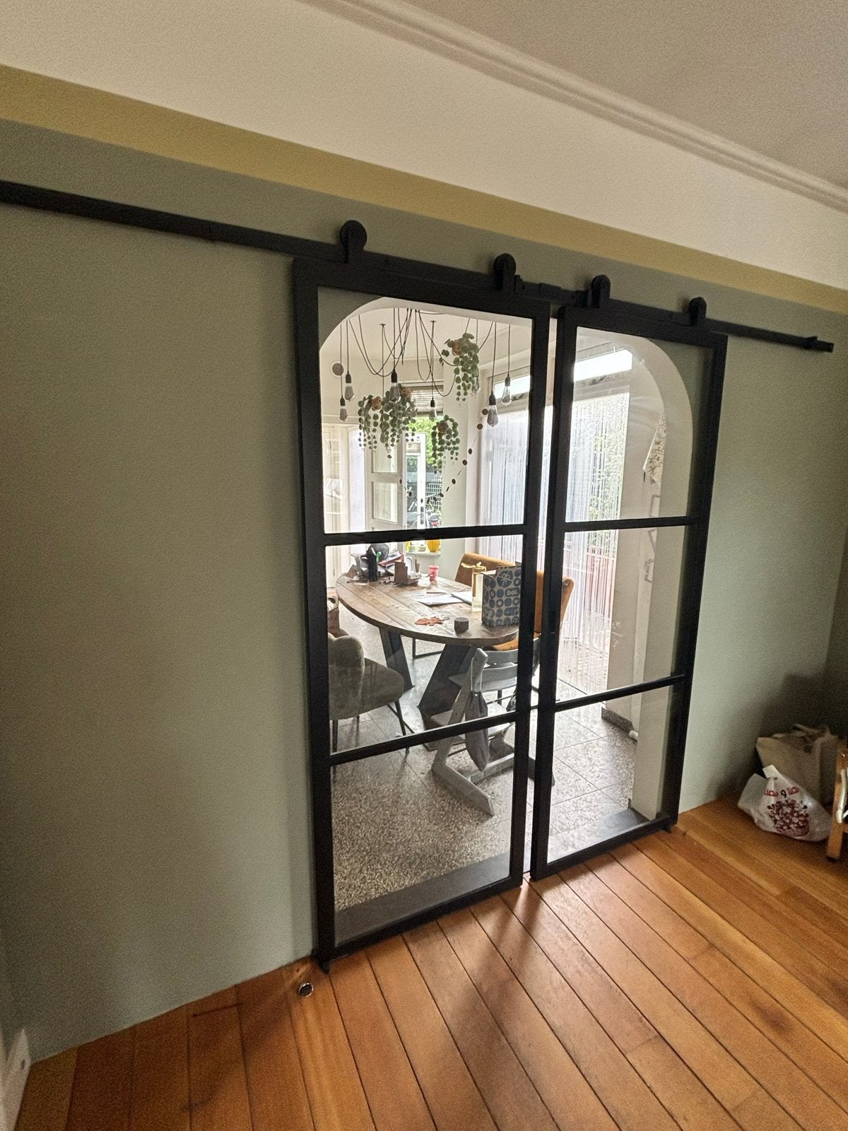 Stalen schuifdeuren met glas - Modern en stijlvol, Ophalen, Gebruikt, 120 cm of meer, Binnendeur