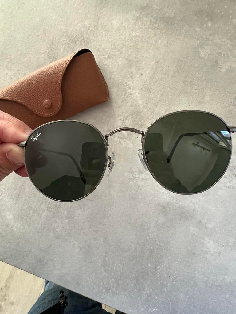 Ray-Ban Round Metal Zonnebril RB 3447, Zonnebril, Zwart, Ophalen of Verzenden, Zo goed als nieuw