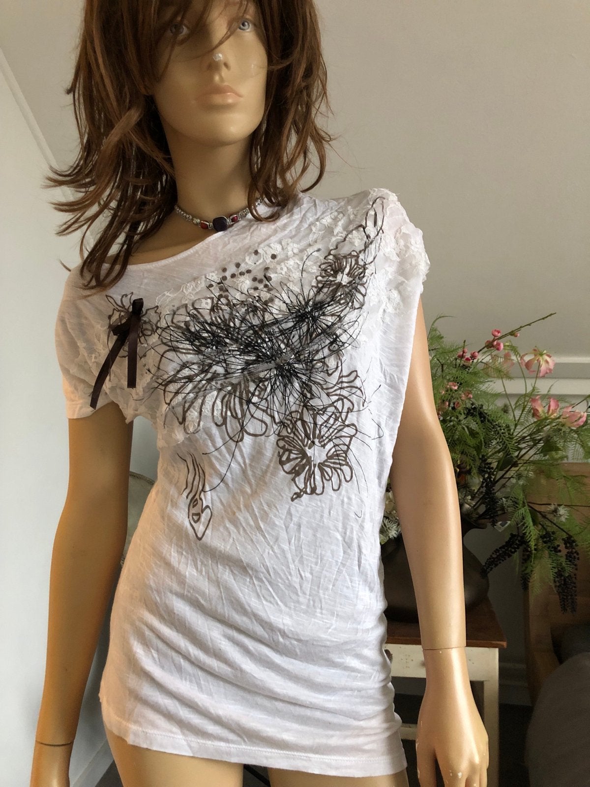Cassis Wit T-shirt met korte mouwen en print, Maat 38/40 (M), Wit, Ophalen of Verzenden, Zo goed als nieuw