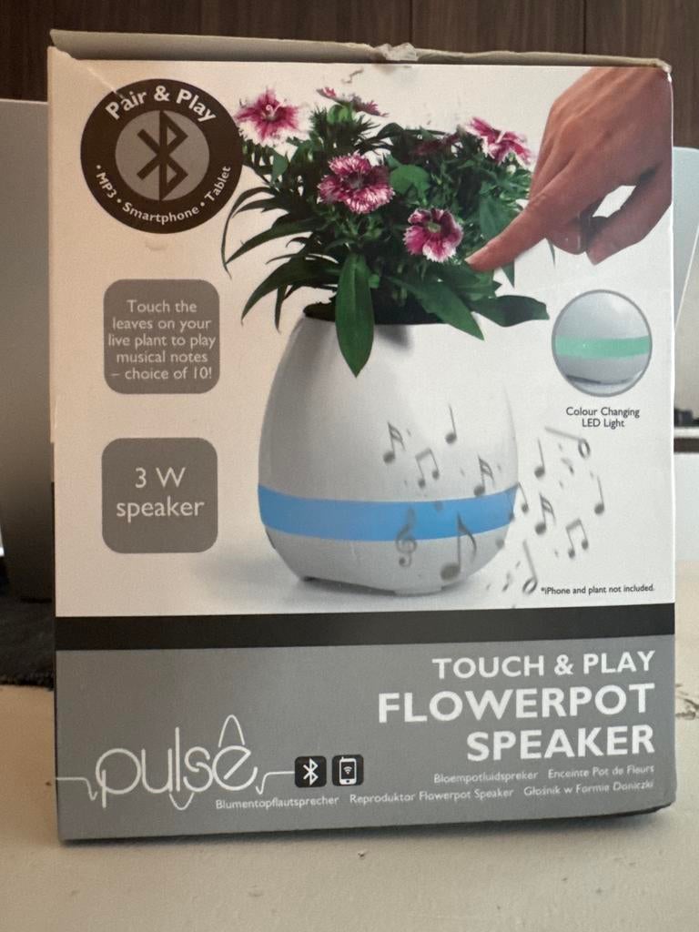 Pulse Touch & Play Bloempot Speaker - 3W Bluetooth, Ophalen of Verzenden, Nieuw, Gehele gezicht