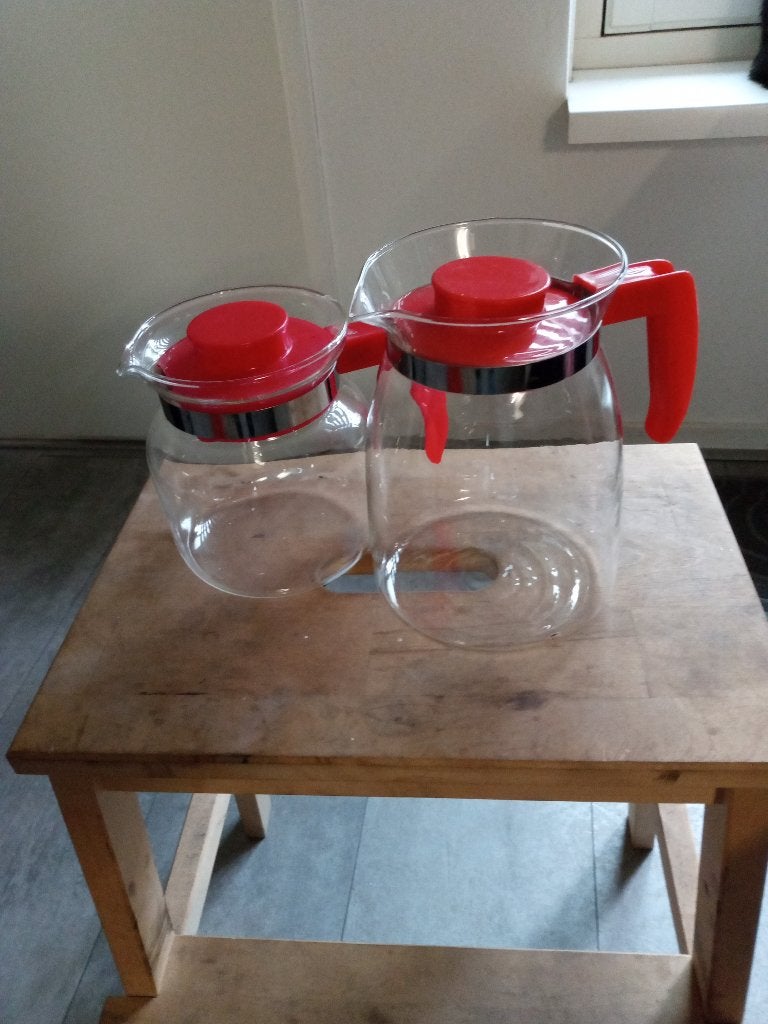 vintage glazen thee en koffiekan retro, Ophalen of Verzenden, Huis en Inrichting