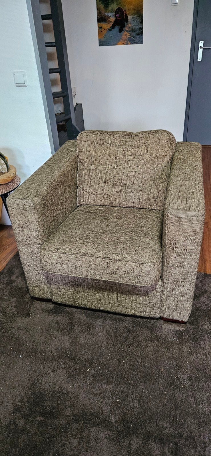 2 Fauteuils Goossens N-joy Divana stijl, grof geweven bruin, Huis en Inrichting, Fauteuils, Ophalen, Gebruikt, Stof
