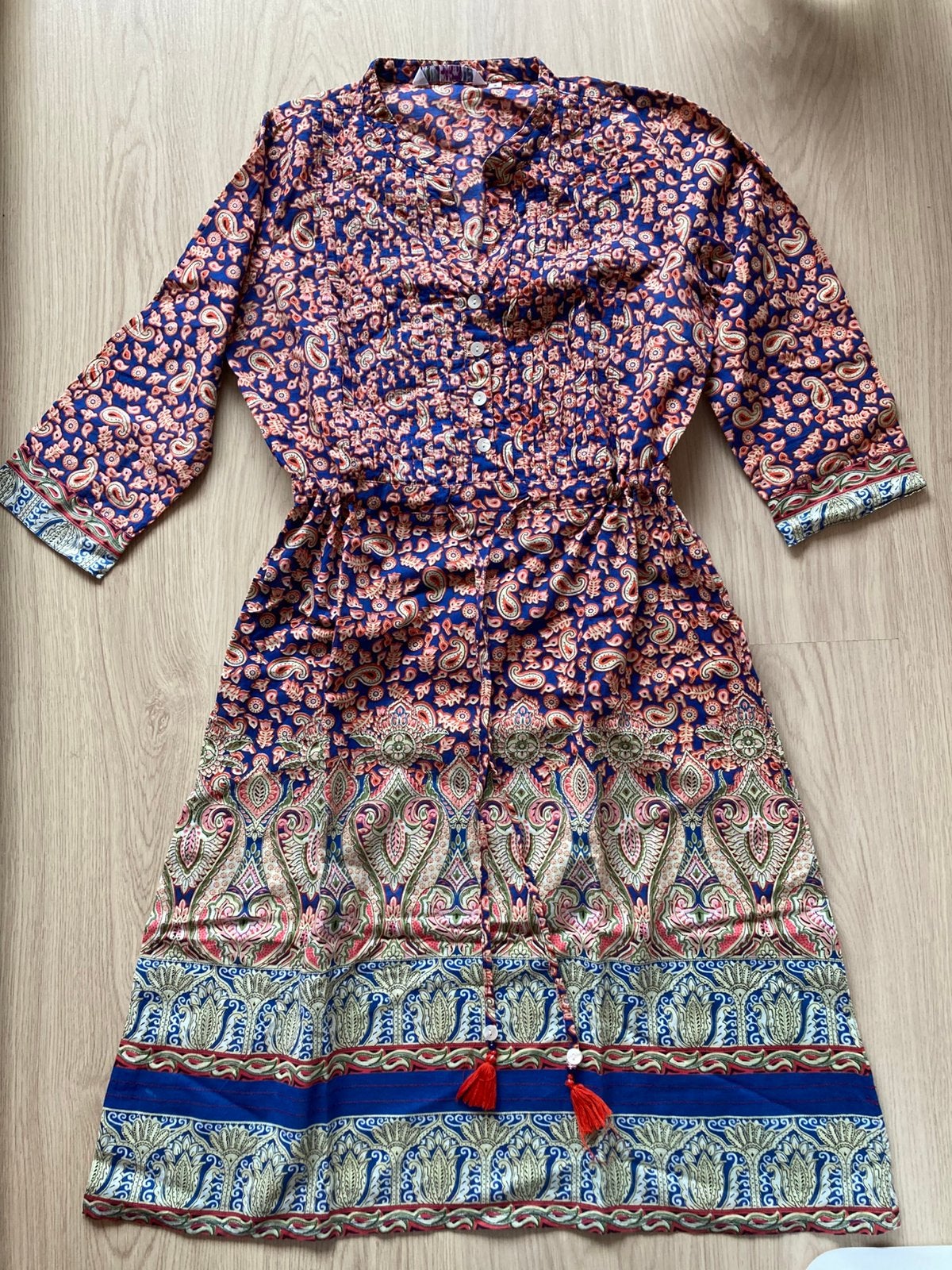 Indiase kleding - jurk/ kurta, Blauw, Ophalen of Verzenden, Zo goed als nieuw, Knielengte