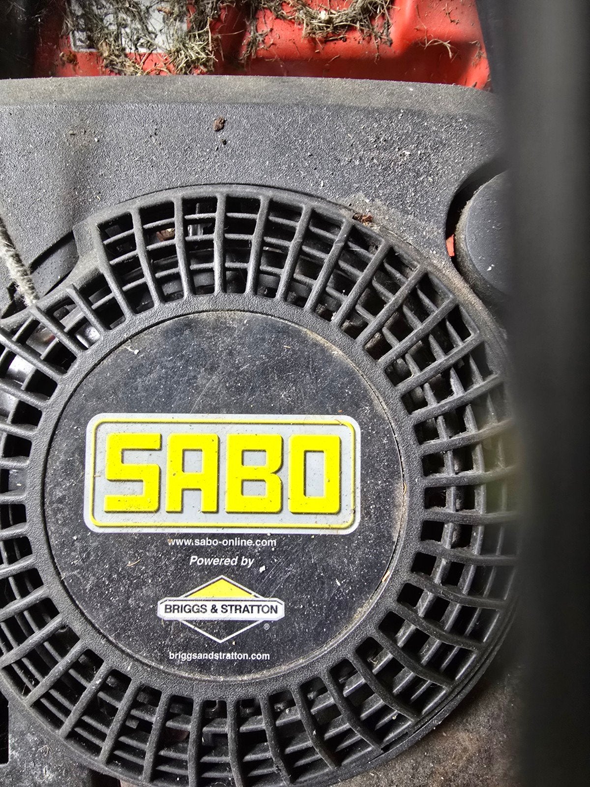 Sabo grasmaaier met Briggs & Stratton motor, Tuin en Terras, Grasmaaiers, Cirkelmaaier, Gebruikt, 40 t/m 49 cm, Ophalen