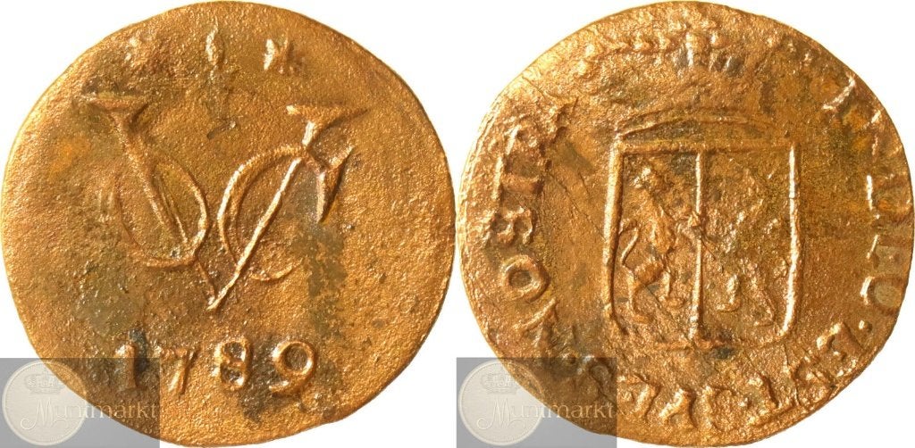 V.O.C. - Gelderland - ½ Duit 1789 'Gelria', Ophalen of Verzenden, Vóór koninkrijk, Overige waardes, Losse munt