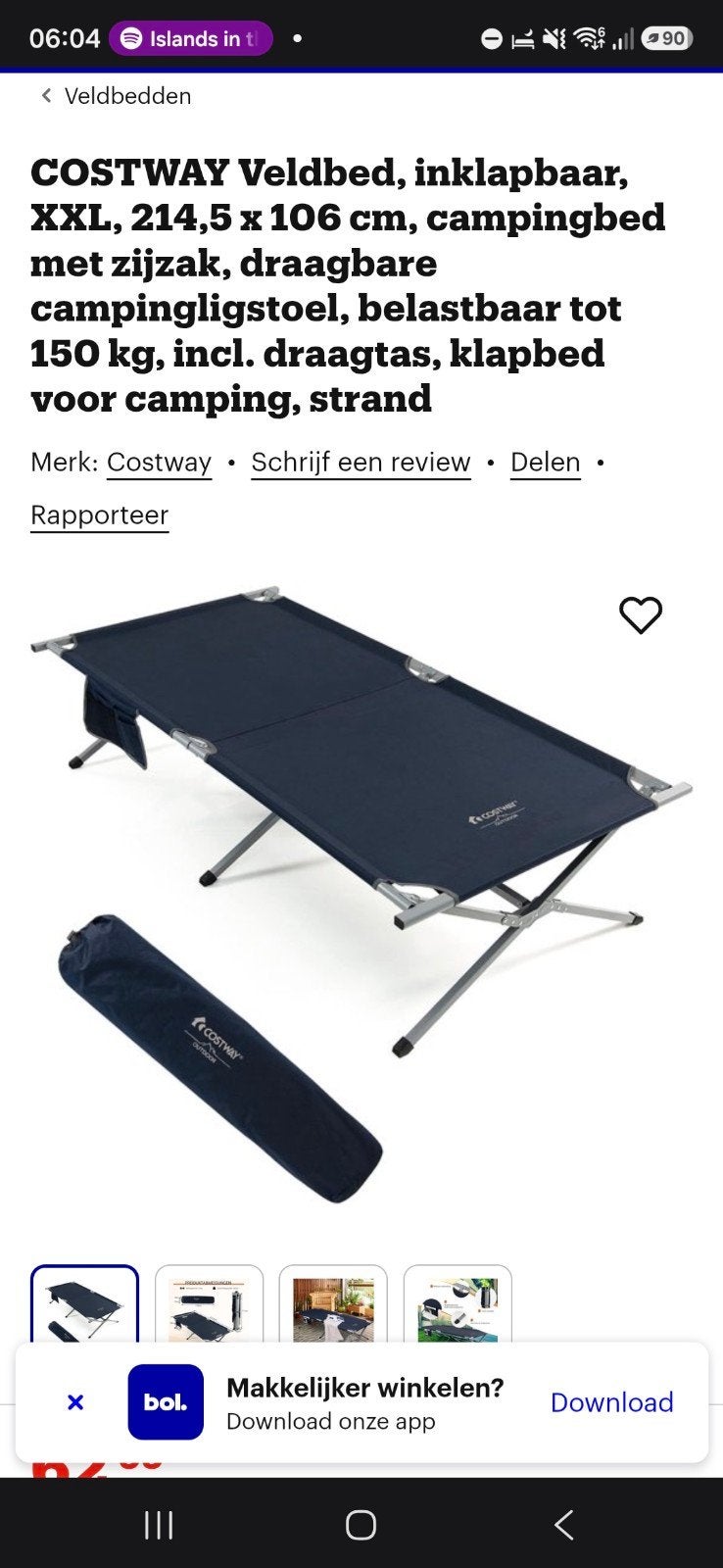 Costa xxl veldbed, Ophalen, Nieuw, Overige