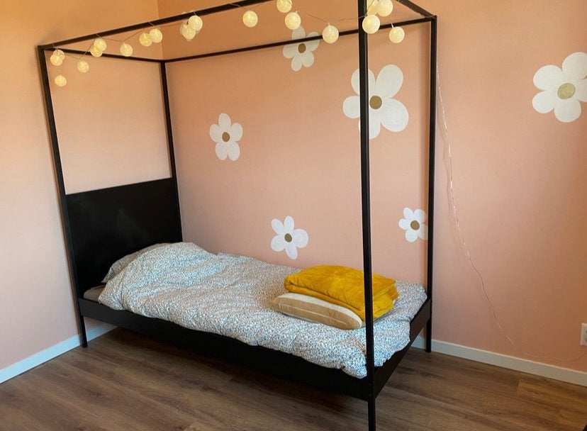 Eenpersoonsbed stalen frame, Ophalen, 85 tot 100 cm, Zo goed als nieuw, Lattenbodem