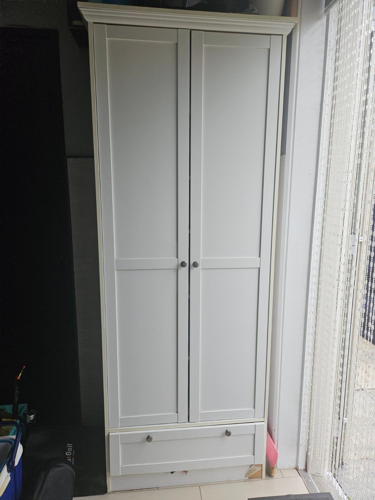 Witte voorraadkast met lade en deuren, Ophalen, Gebruikt, Met deur(en), 200 cm of meer