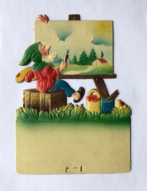 Vintage Dresdner Pappe kalenderhouder € 13,95 per stuk, Ophalen of Verzenden, Voor 1940, Zo goed als nieuw, Prent