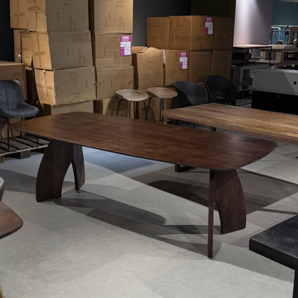 Japandi tafel met open poot walnoten 240x100cm, Huis en Inrichting, Tafels | Eettafels, Nieuw, 50 tot 100 cm, 200 cm of meer, Rechthoekig