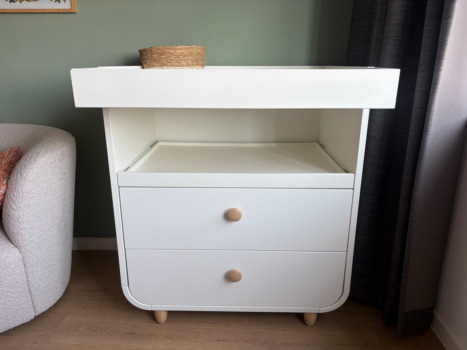 IKEA Myllra Commode met twee laden en uitschuifplank, Ophalen, Gebruikt, 70 cm of meer, 75 tot 100 cm