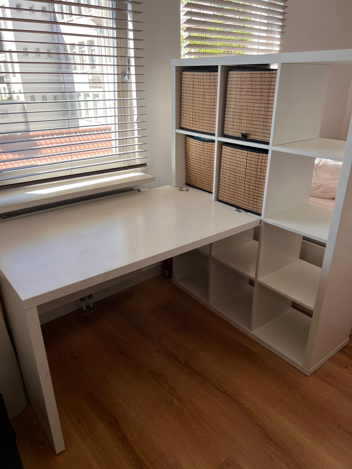 IKEA KALLAX bureau-kastcombinatie, Huis en Inrichting, Bureaus, Ophalen, Zo goed als nieuw, IKEA, Wit