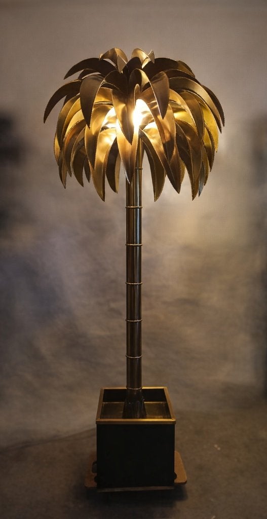 Grote Maison Jansen Palmlamp – 185 cm –, Huis en Inrichting, Ophalen, Hollywood regency, Zo goed als nieuw, Metaal