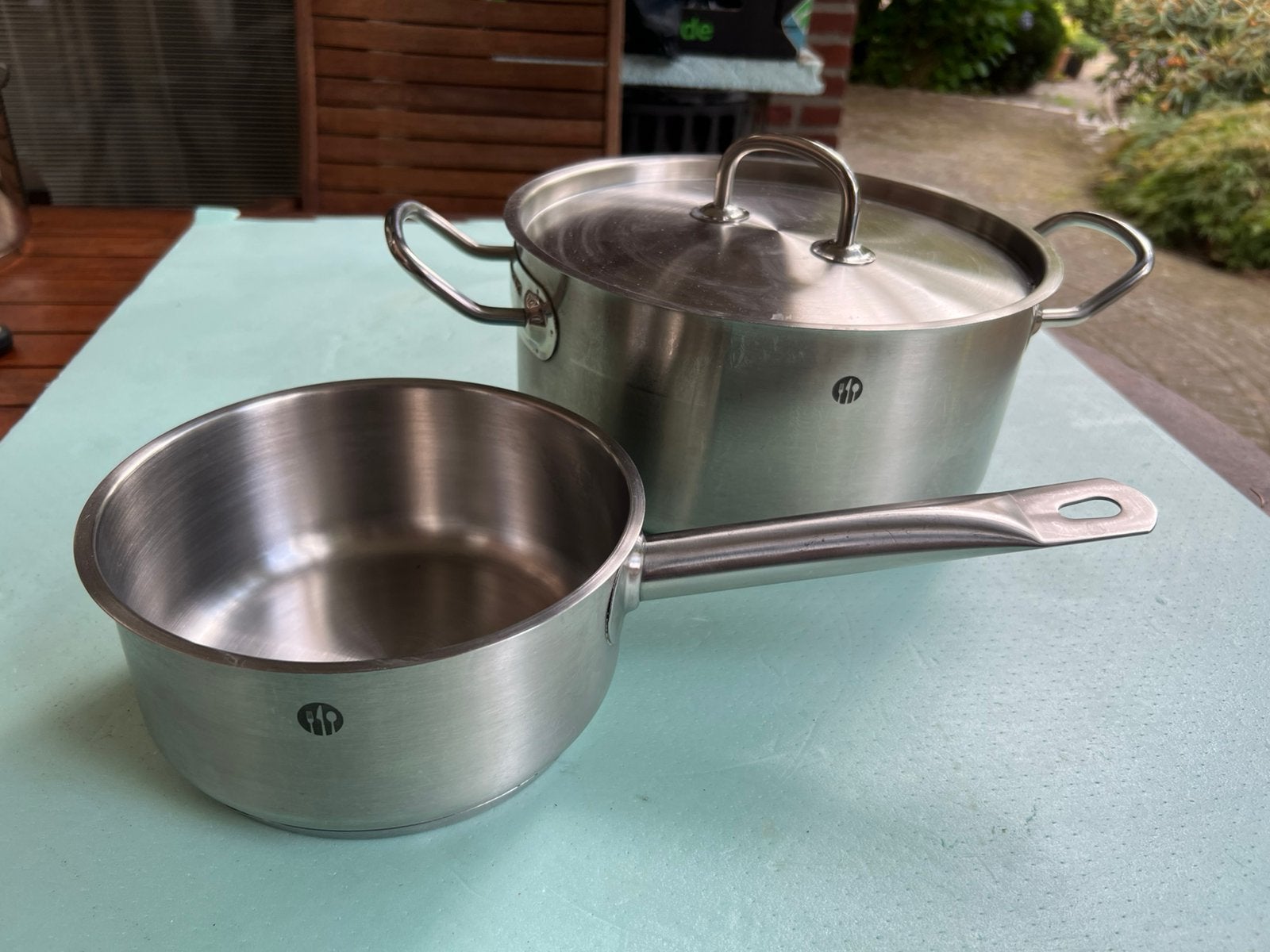 t.k.Hendi professionele RVS steelpan 16cm kookpan 24cm INDUC, Ophalen, Zo goed als nieuw, Rvs