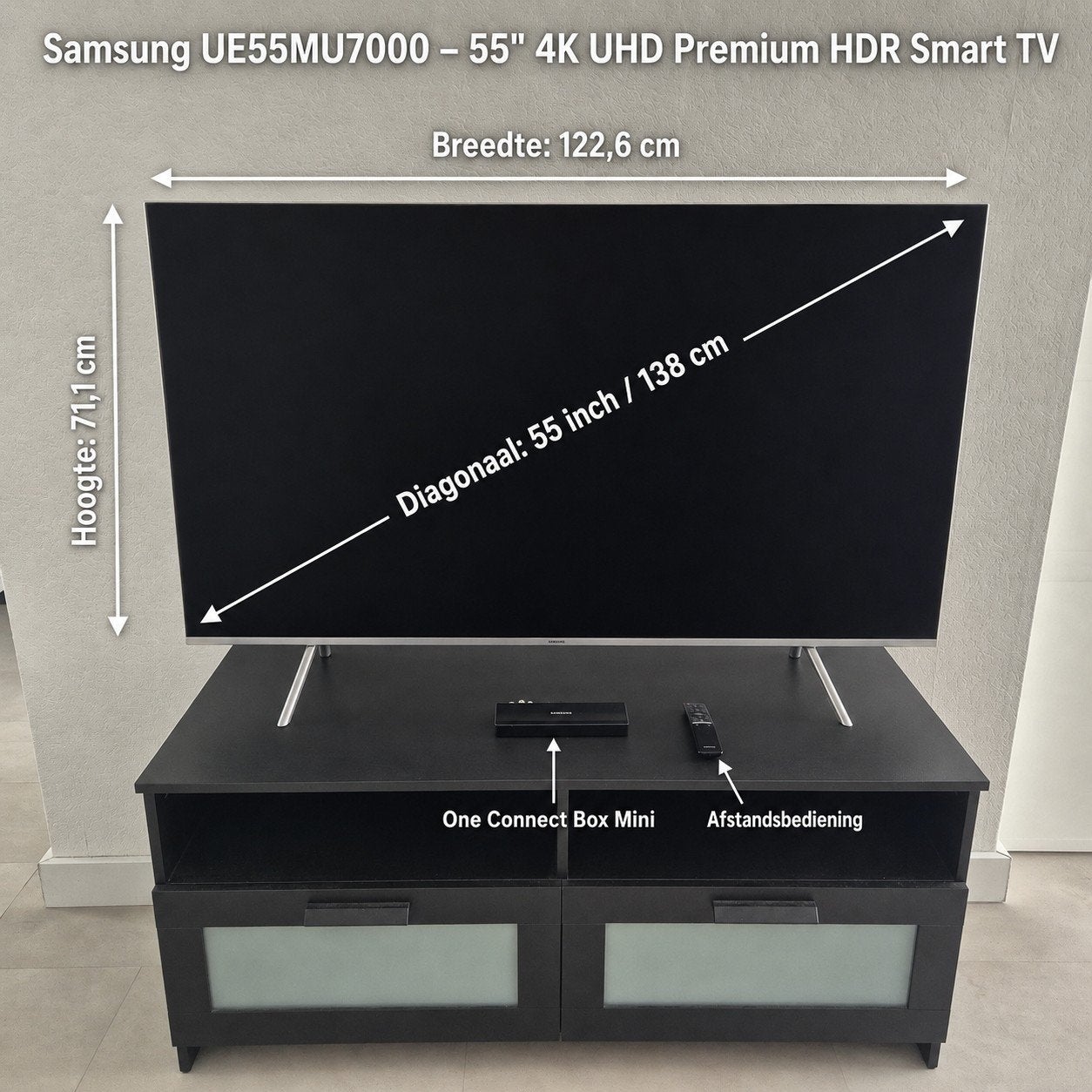 Samsung UE55MU7000 55” 4K UHD Smart TV + One Connect box, Audio, Tv en Foto, Televisies, Ophalen, LED, Zo goed als nieuw, 100 Hz