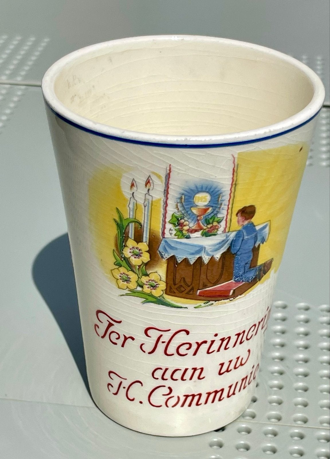 Vintage Eerste Communie Beker - Petrus Regout Maastricht, Ophalen of Verzenden