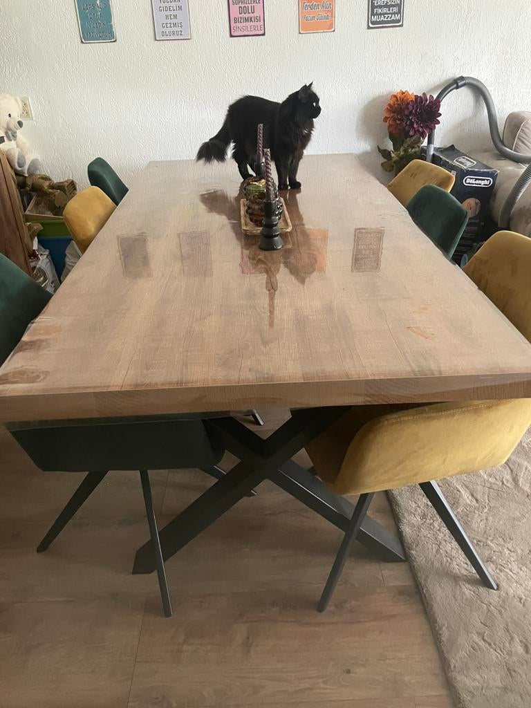 Eettafel met stoelen, 100 tot 150 cm, Zo goed als nieuw, Rechthoekig, 50 tot 100 cm