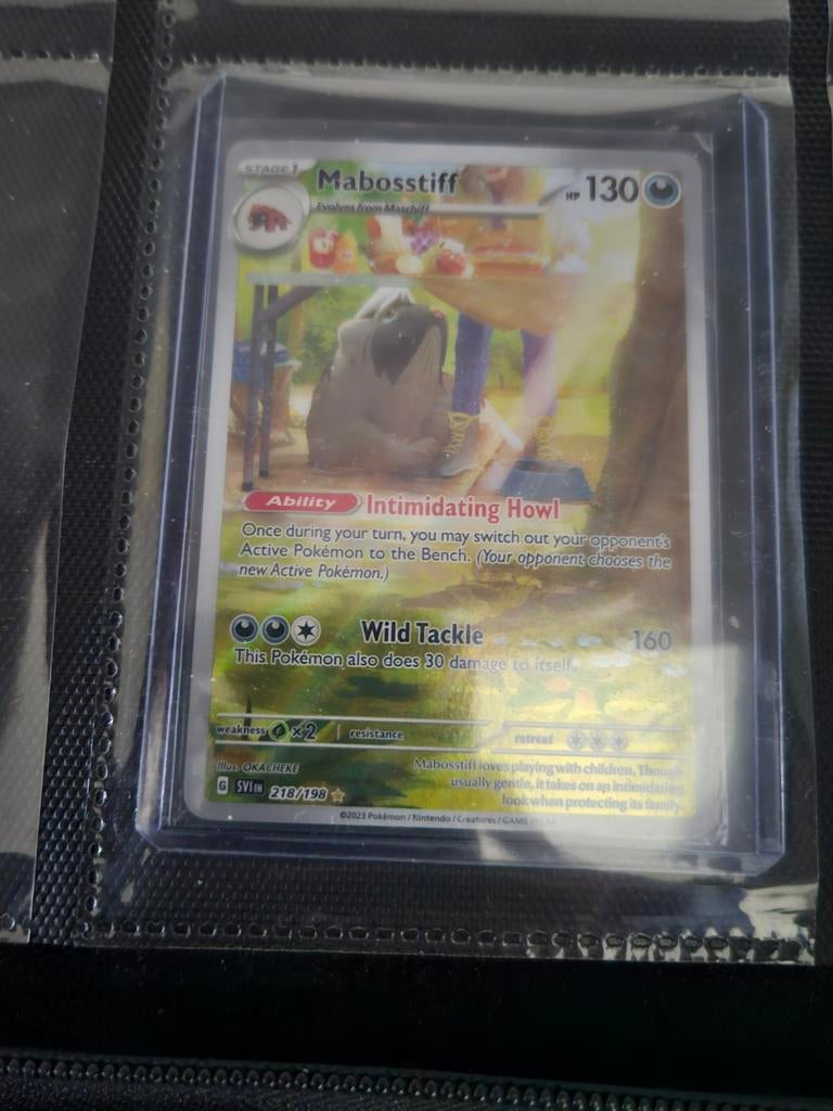 Pokemon Mabosstiff 218/198 Scarlet & Violet Base Set, Ophalen of Verzenden, Zo goed als nieuw, Losse kaart, Foil