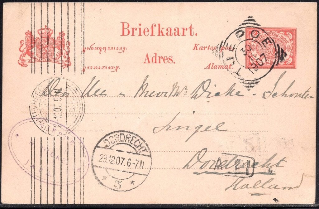 VK161Kaart Nederlands Indie Vierkantstempel Tjepoe, Ophalen of Verzenden, Briefkaart
