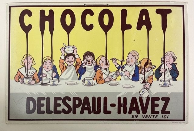 Carton Chocolat Delespaul-Havez 60 x 40 cm, Gebruikt, Papier/karton, Ophalen of Verzenden, Wandbord of Wandpaneel