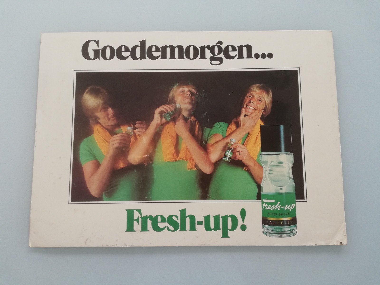 Oud after shave Fresh-up reclamebord., Verzamelen, Ophalen of Verzenden, Gebruikt, Reclamebord
