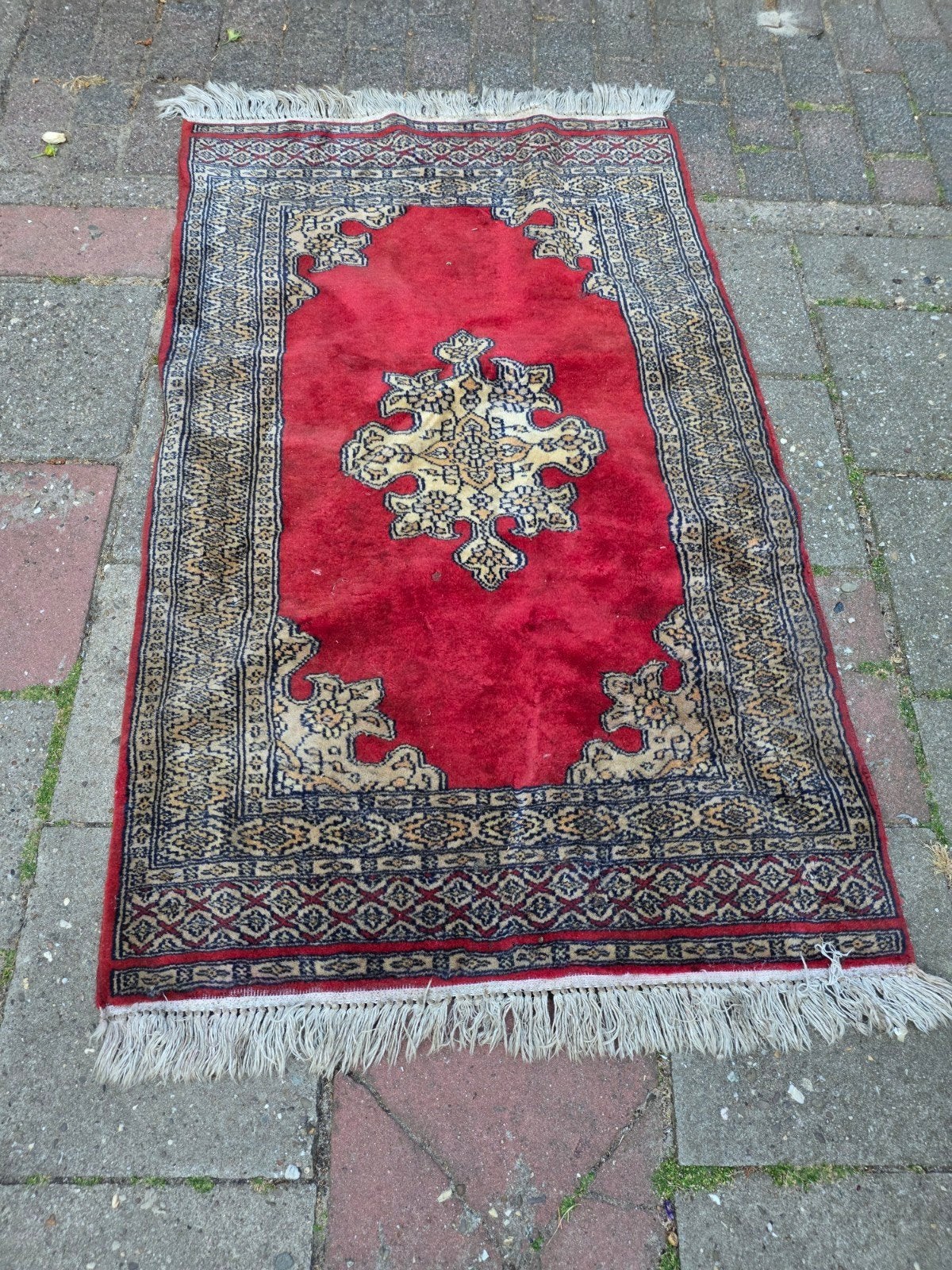 Zeldzaam Vliegend Tapijt uit het Midden-Oosten, Ophalen, Gebruikt, 100 tot 150 cm, Blauw